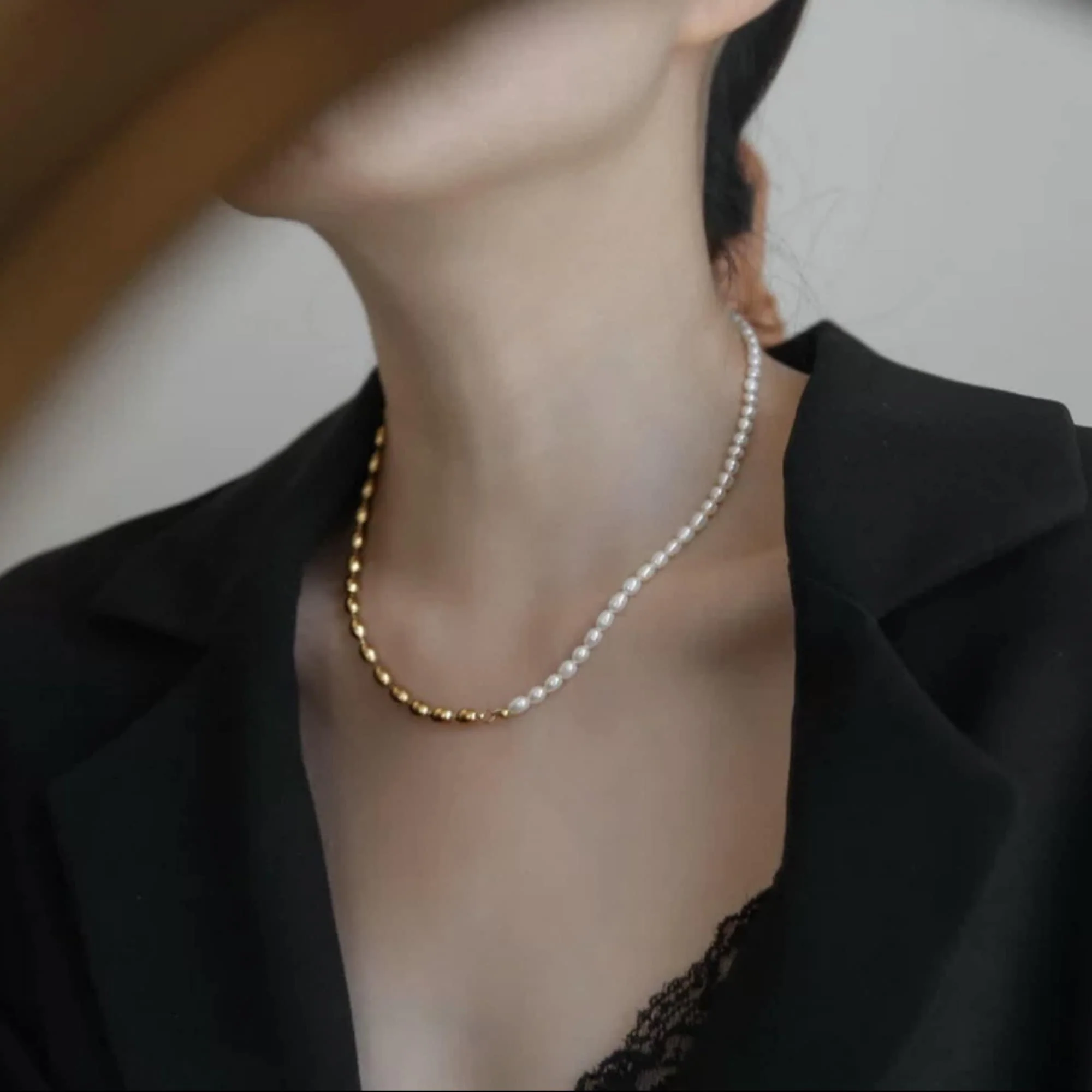 Collier Mi Perles Ovales Mi Chaîne Perlée – Image 3