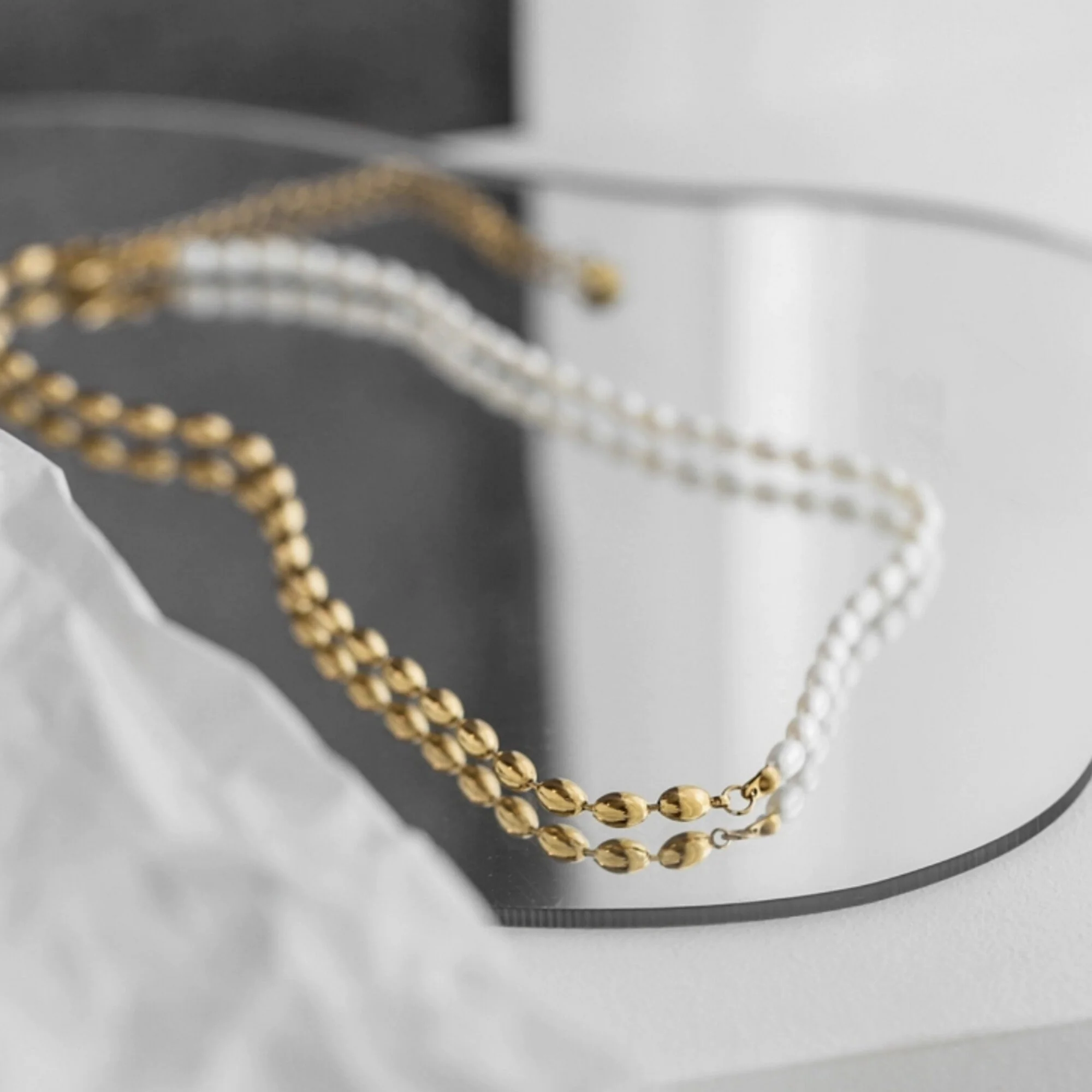 Collier Mi Perles Ovales Mi Chaîne Perlée – Image 6