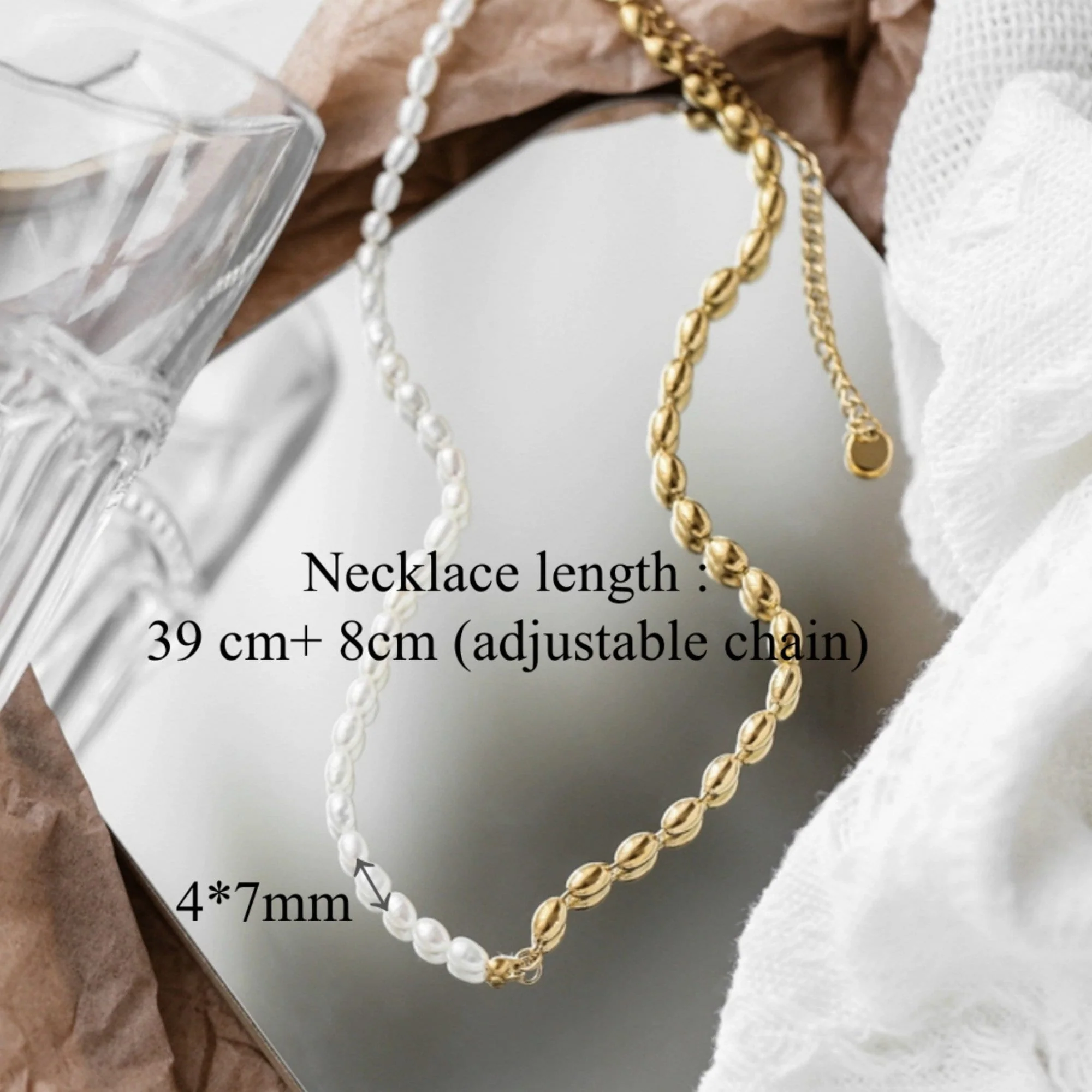 Collier Mi Perles Ovales Mi Chaîne Perlée – Image 2