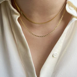 Collier Double Rangs Serpent et Torsadé