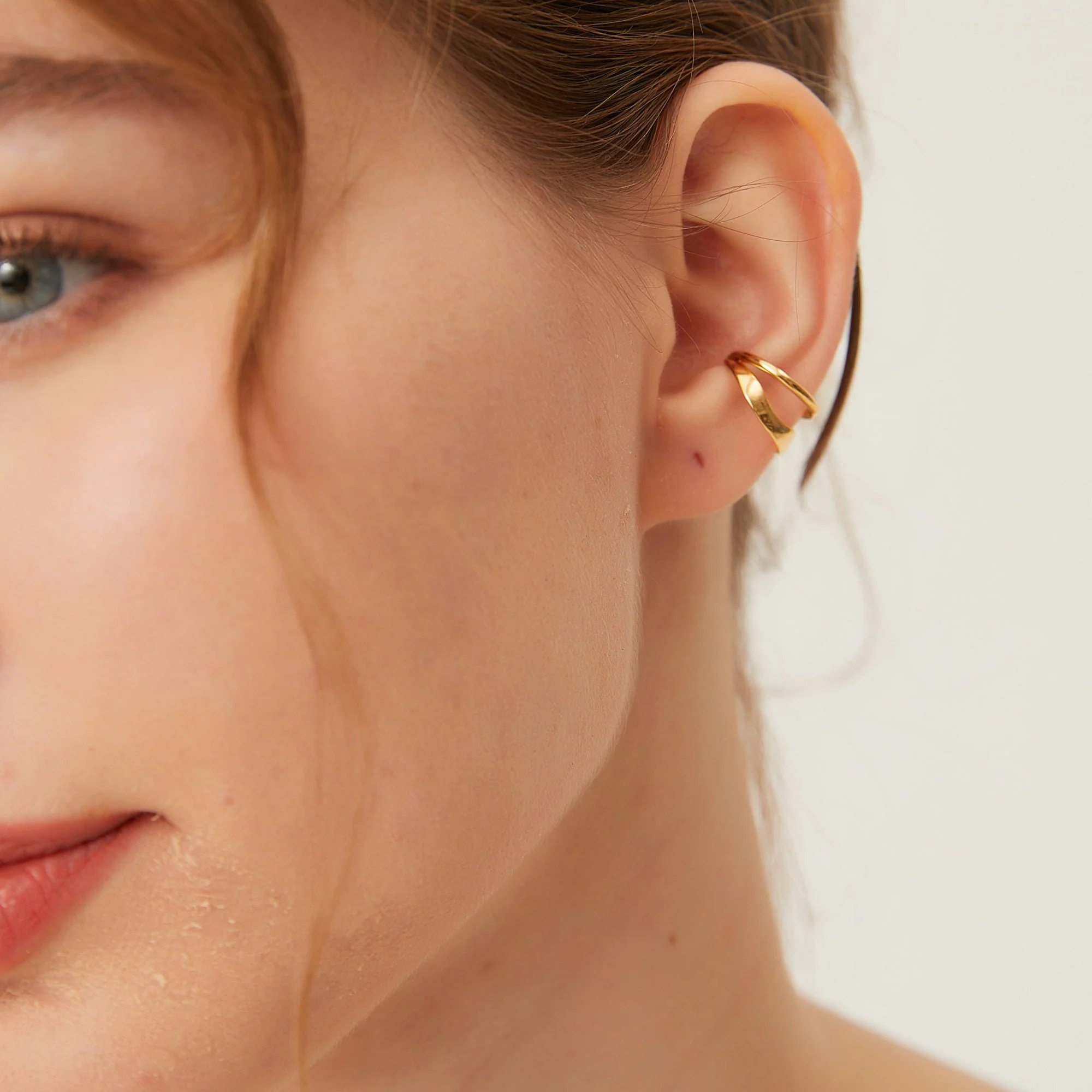 Boucle d’oreille Sans Perçage Double Rangs Lisse – Image 2