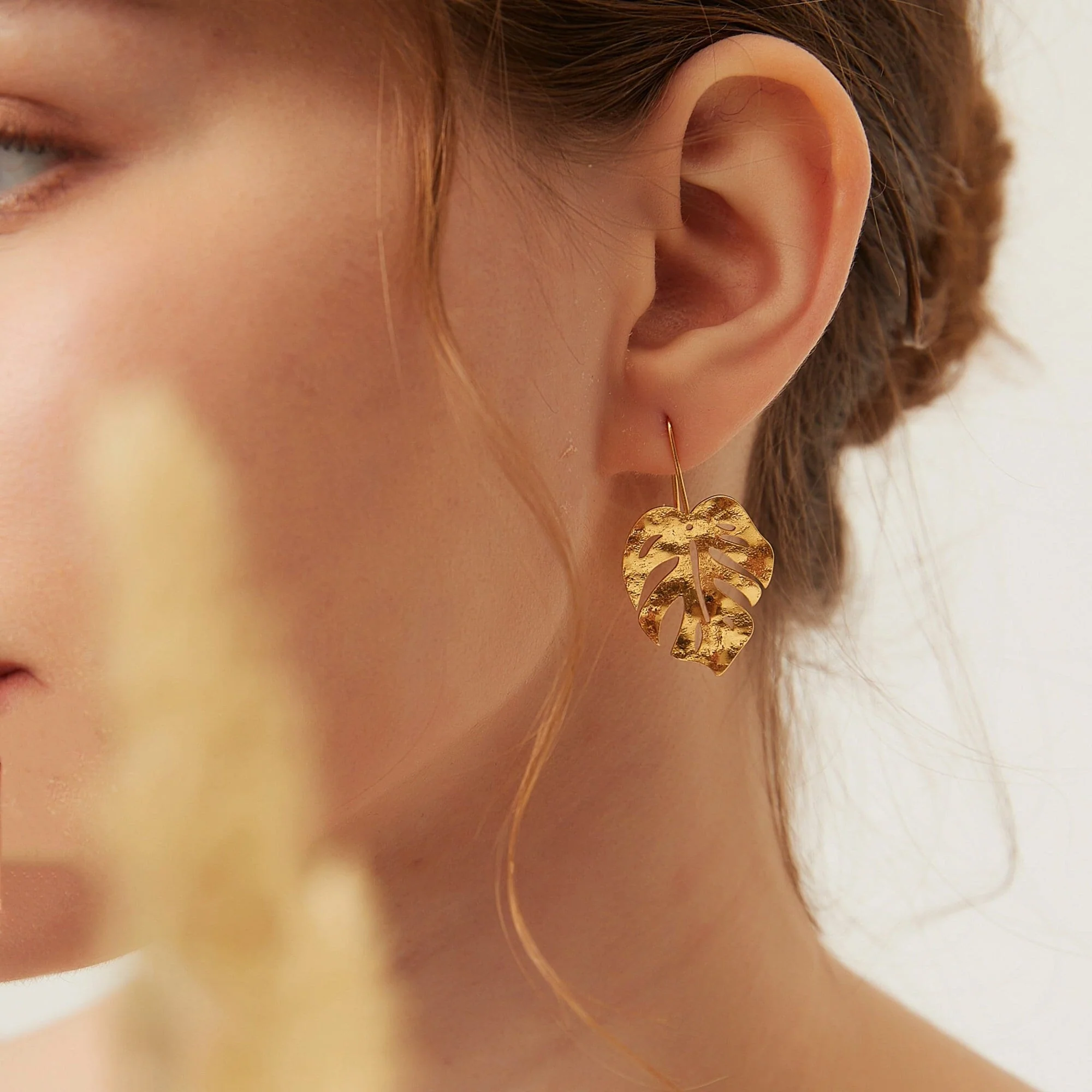 Boucles d'oreilles Pendantes Feuilles de Palmier – Image 2