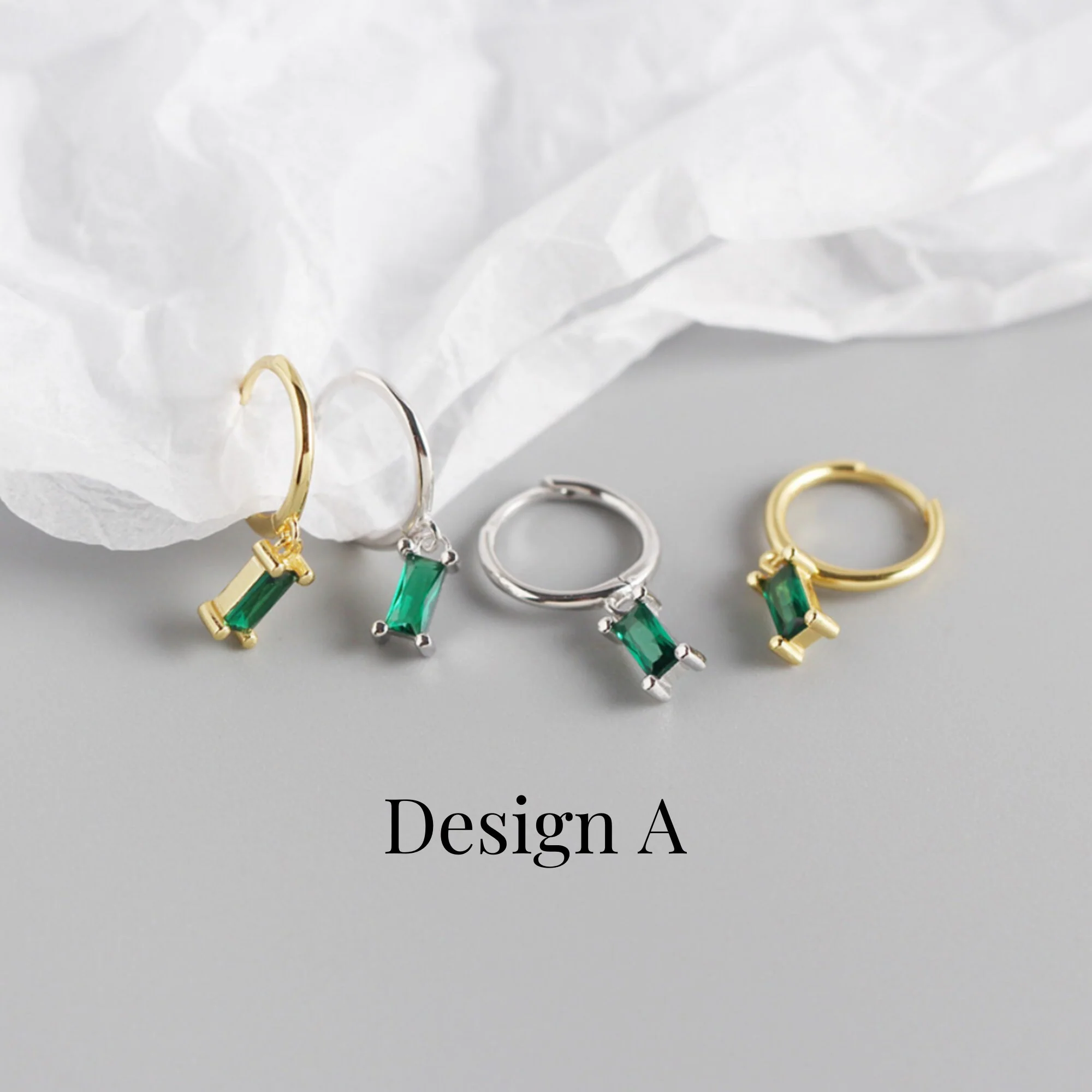 Boucles d'oreilles Mini Créole Imitation Emeraude – Image 6