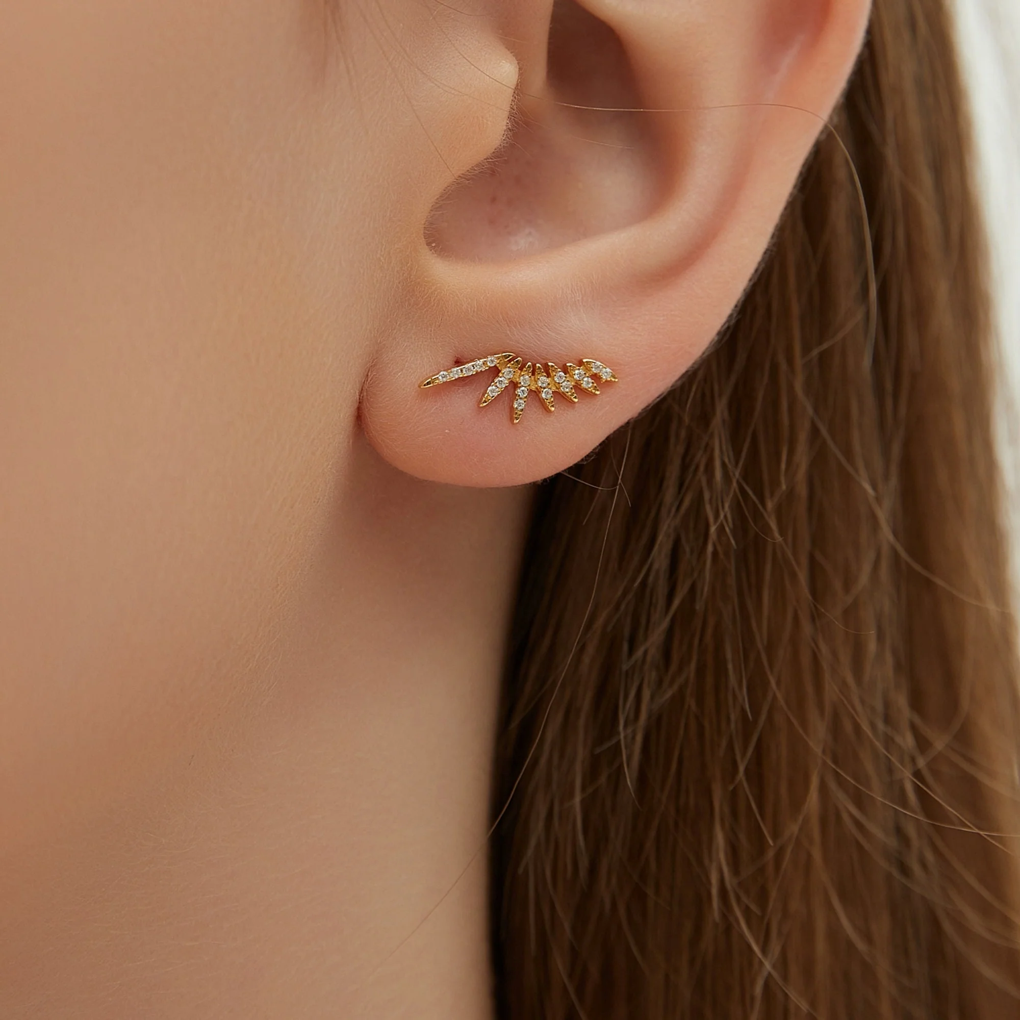 Boucles d'oreilles Grimpantes Ailes d'Ange Zircon – Image 5