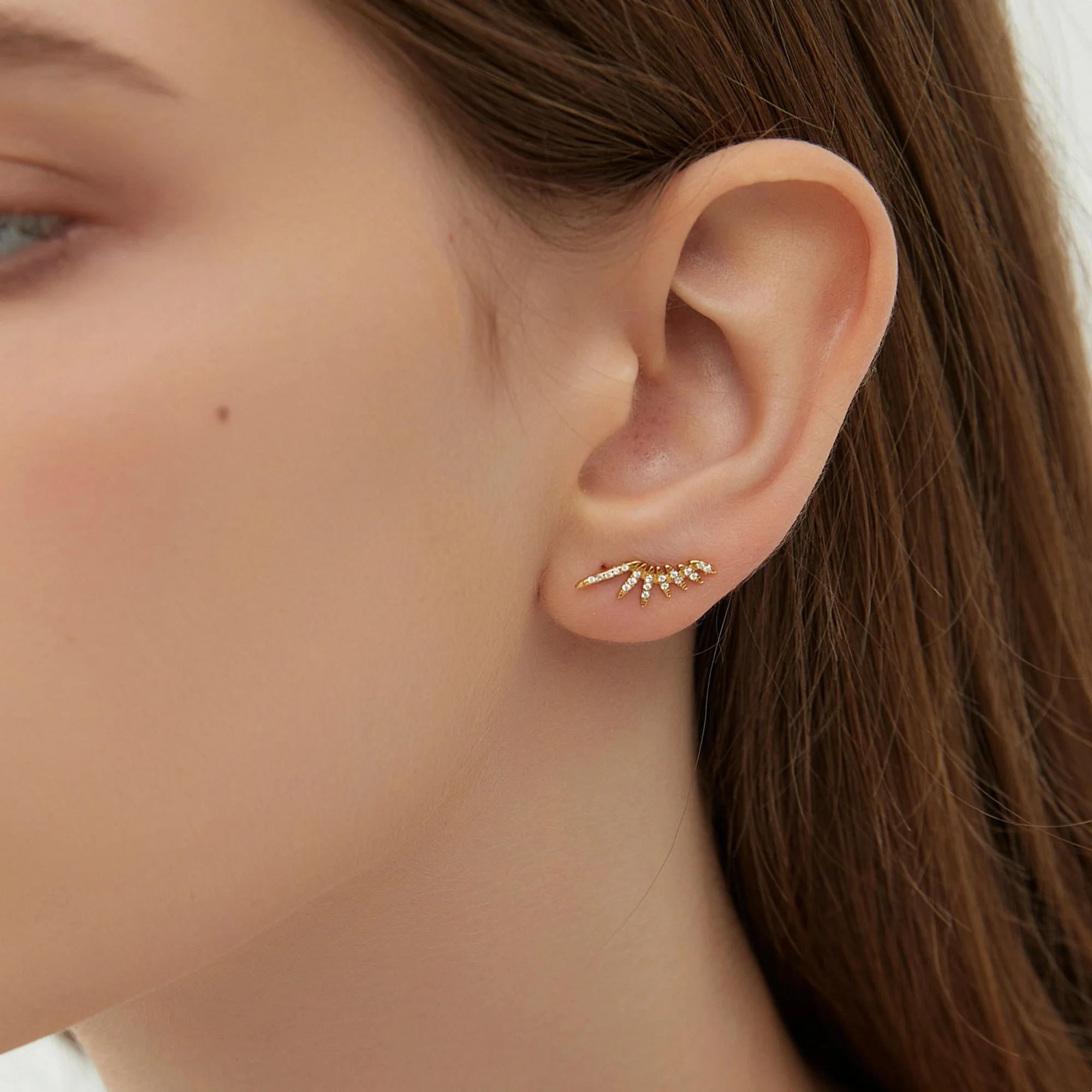 Boucles d'oreilles Grimpantes Ailes d'Ange Zircon – Image 3