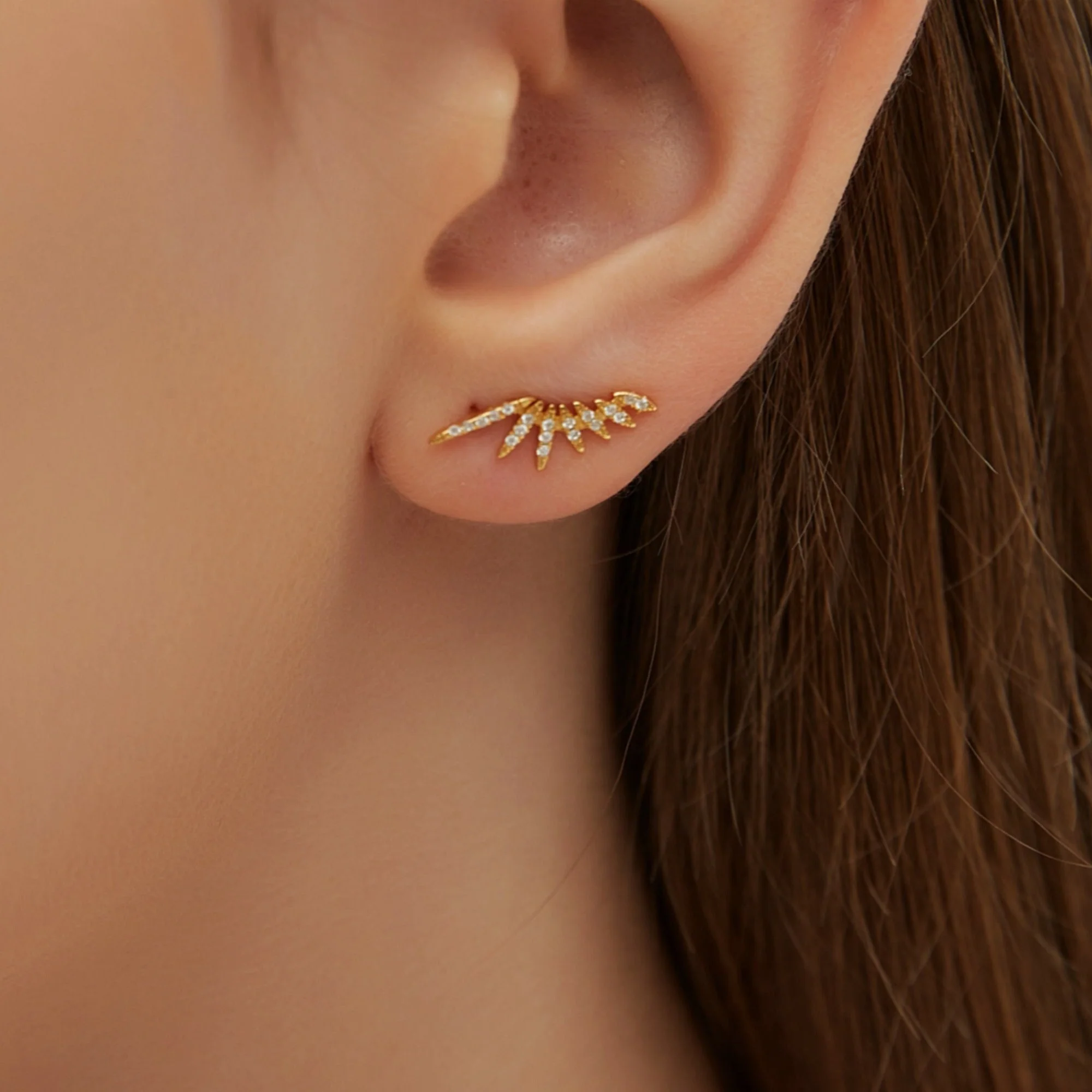 Boucles d'oreilles Grimpantes Ailes d'Ange Zircon – Image 2