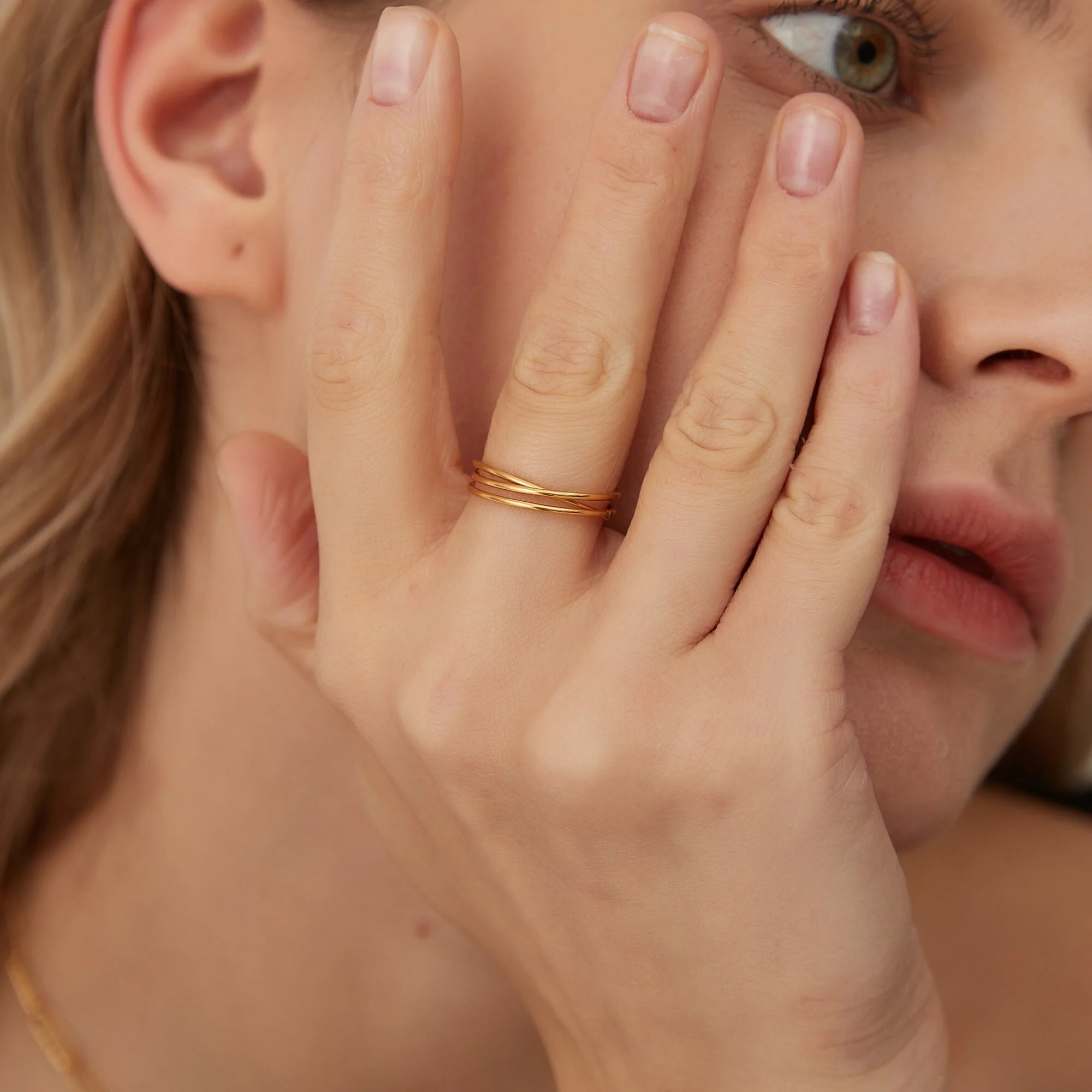 Bague Anneau Fine Triple Bandes – Image 6