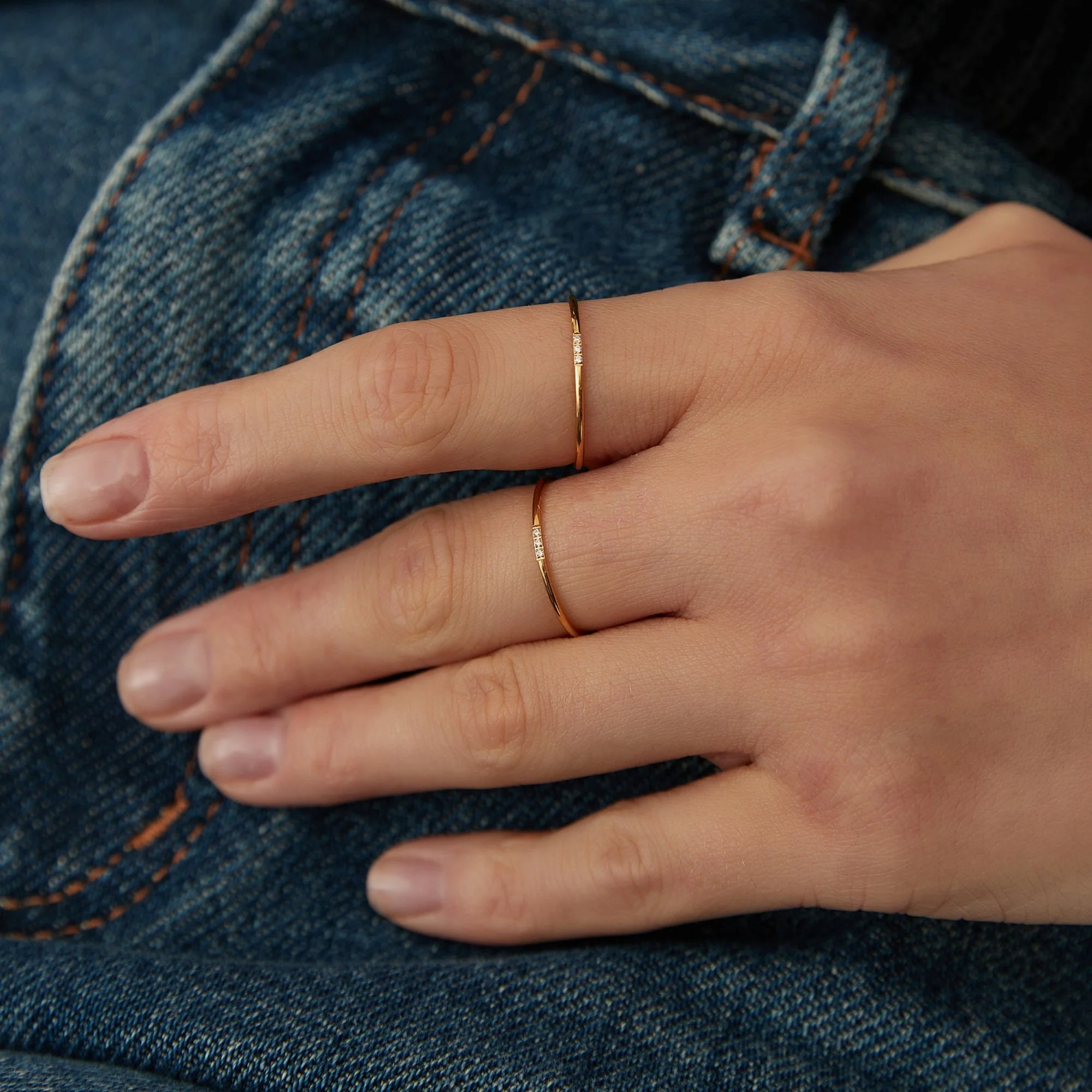 Bague Anneau Simple Zircon Imitation Diamond Ultra Fin – Image 7