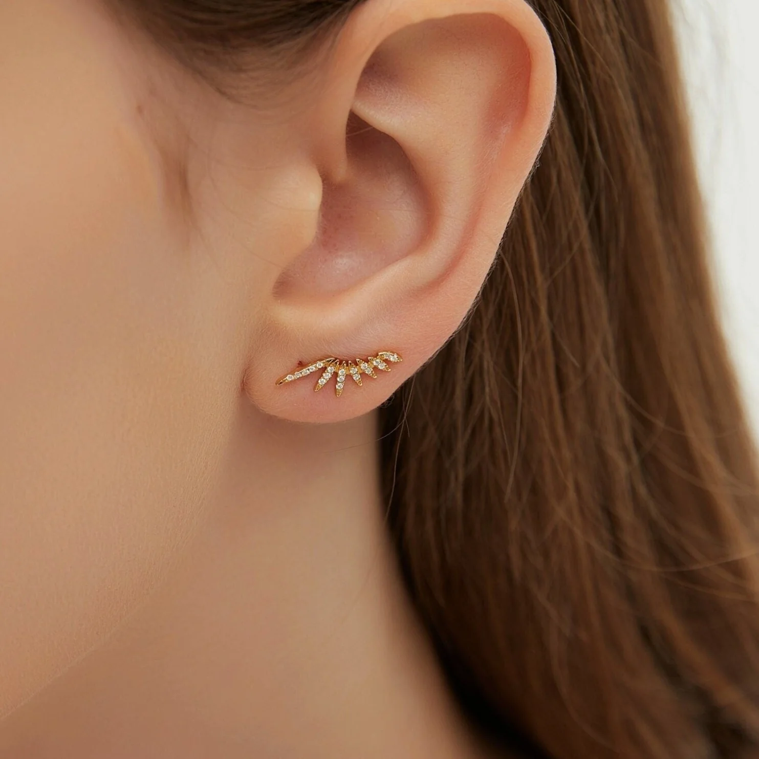 Boucles d'oreilles Grimpantes Ailes d'Ange Zircon