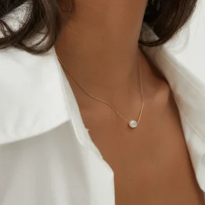 Collier Pendentif en Perle d'eau douce blanche baroque