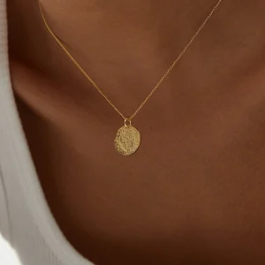 Collier Pendentif Médaillon Rond Martelé