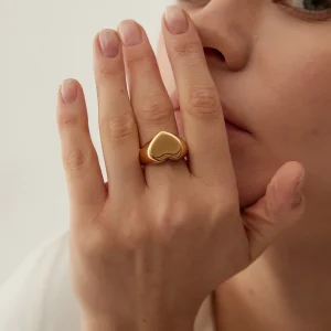 Bague Chevalière Cœur Epaisse