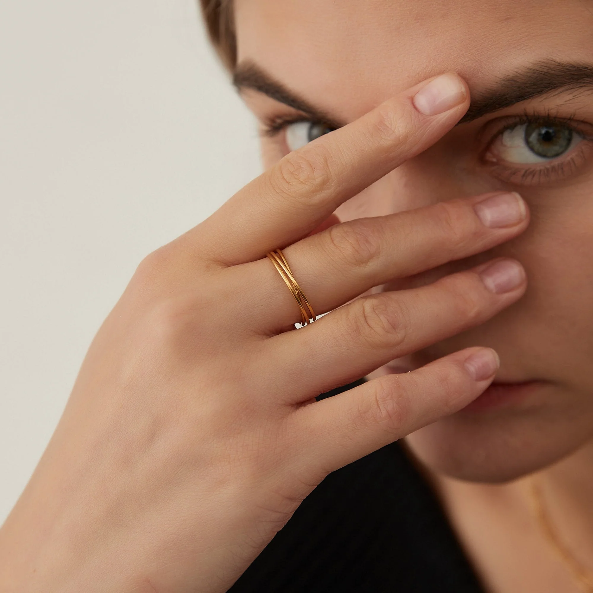 Bague Anneau Fine Triple Bandes – Image 5