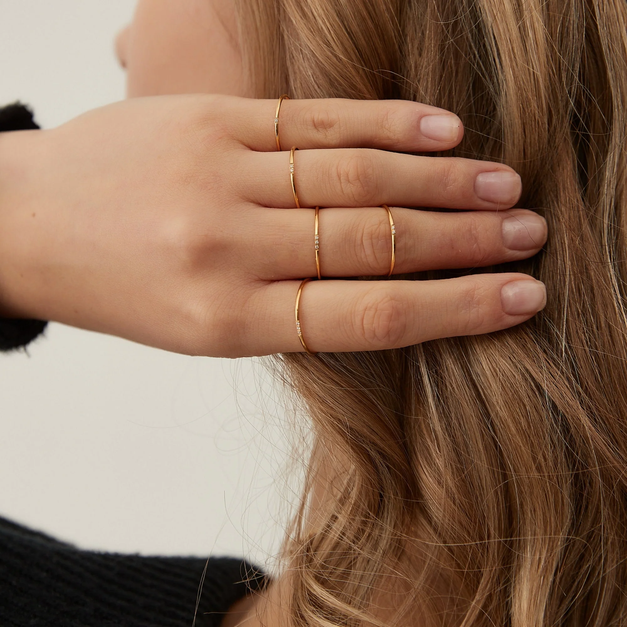 Bague Anneau Simple Zircon Imitation Diamond Ultra Fin – Image 8