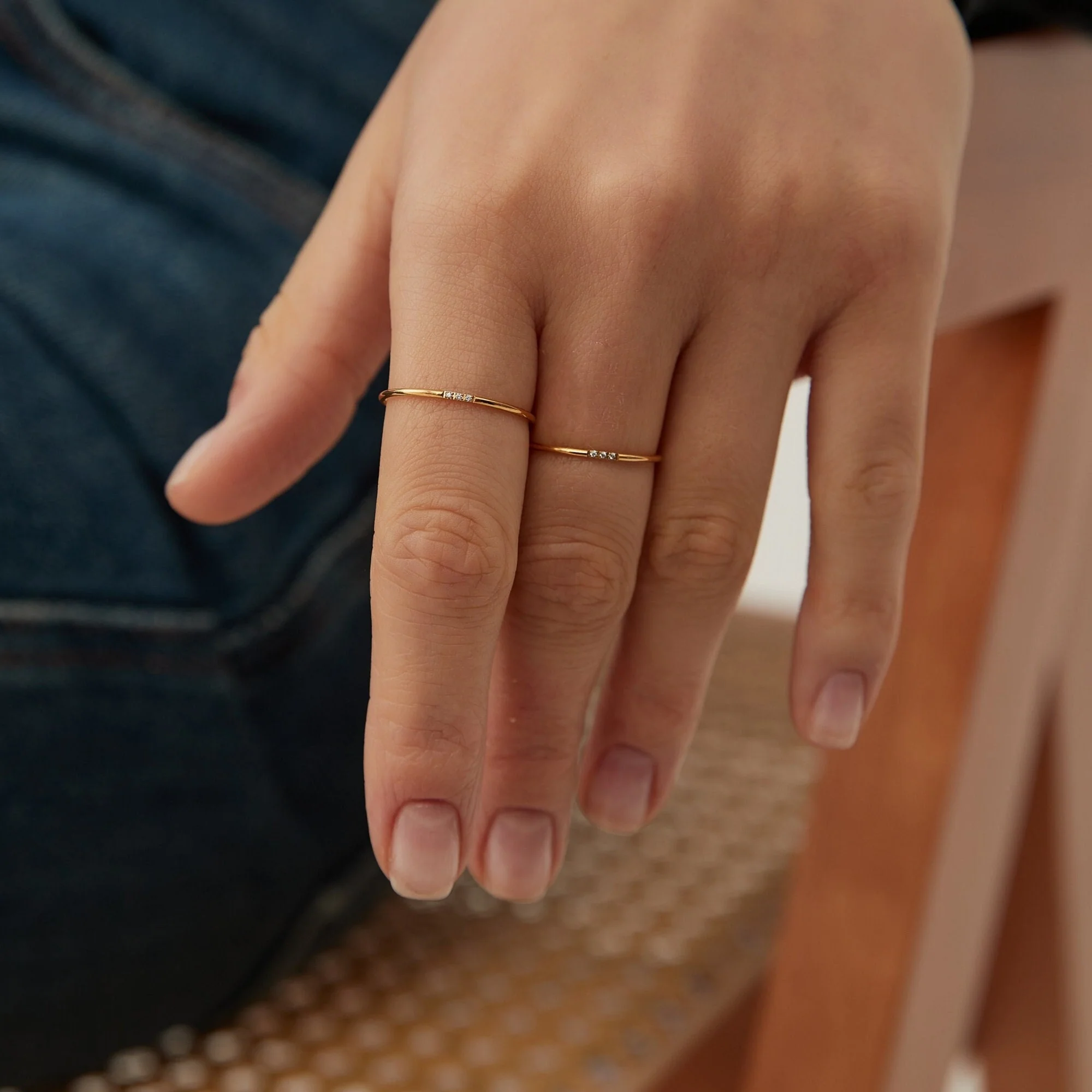 Bague Anneau Simple Zircon Imitation Diamond Ultra Fin – Image 2