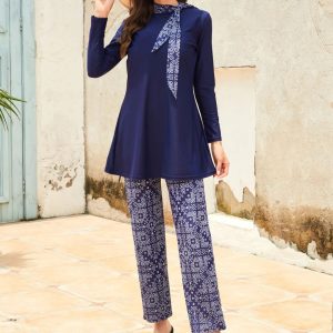 Maillot de Bain Burkini Bleu avec Foulard