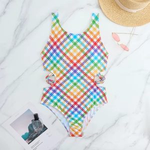 Maillot de Bain Fille Multicolore à Rayures