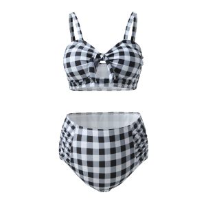 Maillot de Bain Grossesse avec Motifs à Carreaux