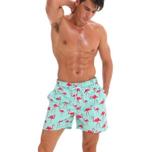 Maillot de Bain Homme à Motifs Flamants Roses