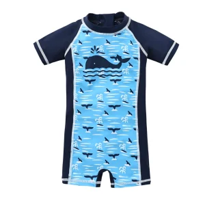 Maillot de bain bleu pour bébé garçon imprimé baleine