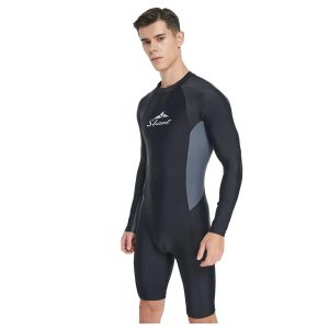 Maillot de bain gris et noir manches longues pour homme